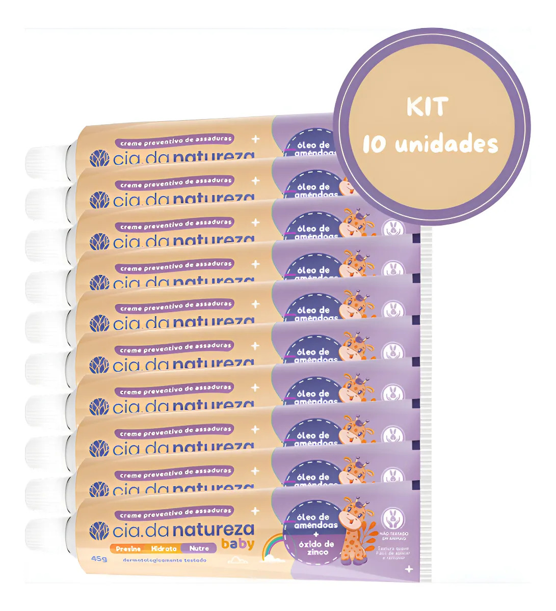 Kit C/10 Pomada Assadura Óleo Amêndoas Cia Da Natureza 45g