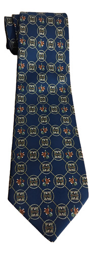 Corbata Moderna Old John - Tela Italiana Azul Oscuro Fantasía 1.5 M