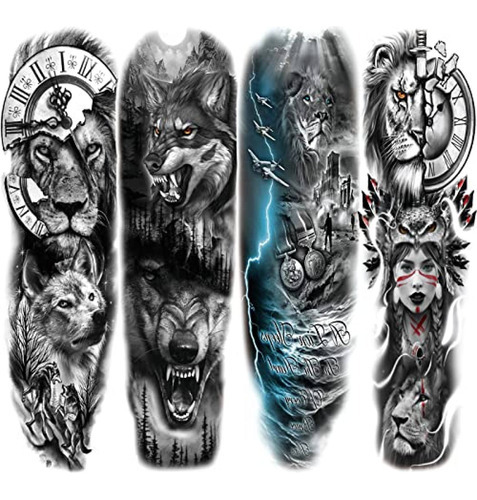 Tinta Para Tatuaje Briyhose Lion Wolf - Manga De Tatuaje Tem