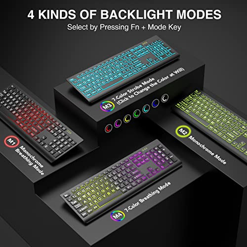 Teclado Retroiluminado De Impresión Grande, Teclado De...