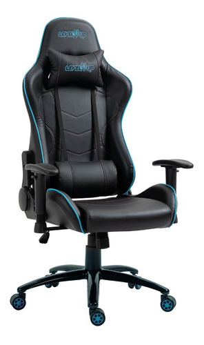 Silla Gamer Level Up Reclinable Gaming Pc Ps Youtuber Color Ares Celeste Material Del Tapizado Cuero Sintético