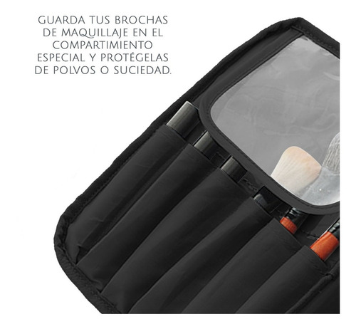 Cosmetiquera Maquillaje Y Cosmeticos Neceser Brochas Viaje Color Negro