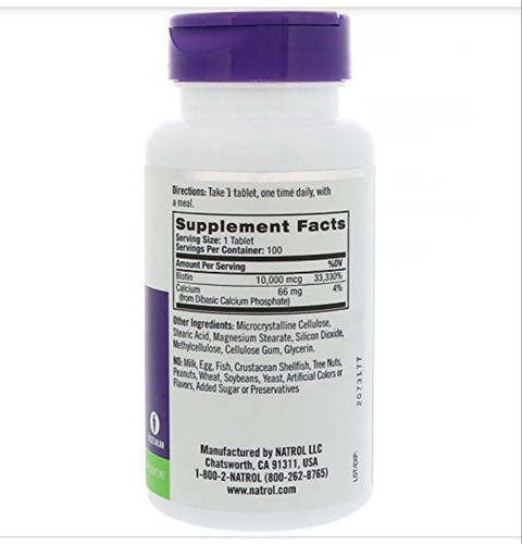 Biotina Natrol Made In Usa 100 Unidades 10,000 Mcg Original