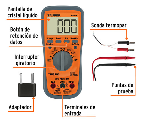 Mulitester Digital Auto Rango Truper 100362