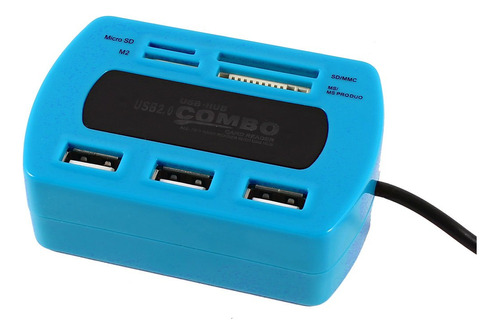 Qtqgoitem Azul Negro 3 Puerto Usb 2.0 Hub Todo 1 Sd Tf Combo