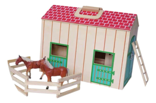 De Caballos De Madera En Miniatura, Casa De Muñecas, Mesa