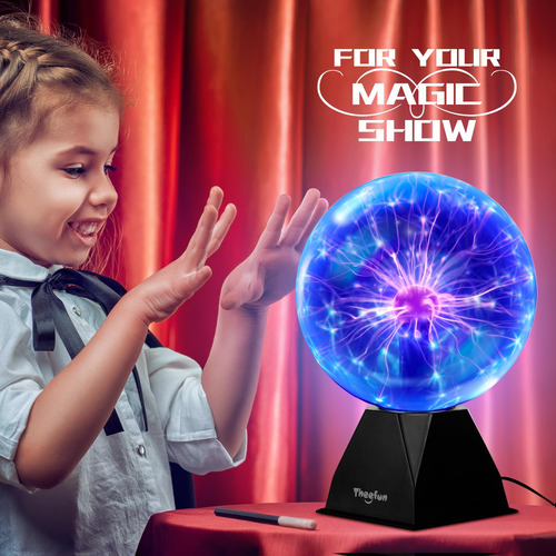 Bola De Plasma Theefun Blue 20cm Sensível Ao Toque E Ao Som