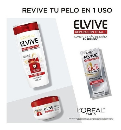 Imagen 4 de 4 de Crema Tratamiento Elvive Loreal Reparación Total 5