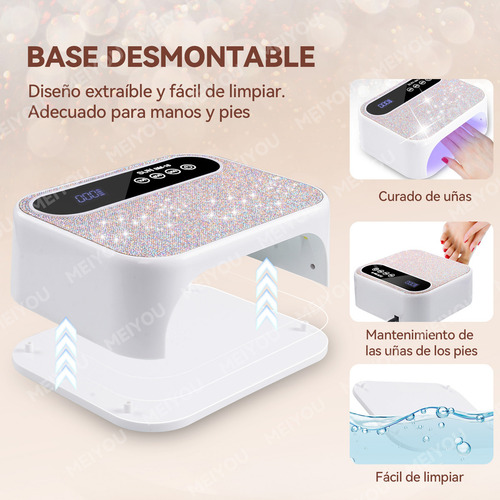 Lámpara de Uñas MEIYOU 168W 42 UV LED 4 Ajustes de Temporizador y Pantalla LCD Lámpara de gel de Curado Portátil más Rápido