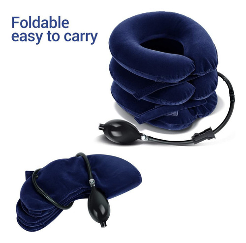 Colar De Tração Cervical Massageador Para Pescoço Azul-escuro Fix