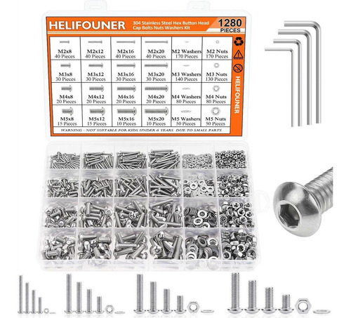 Helifouner 1280 Piezas M2 M3 M4 M5 304 Acero Inoxidable Cabe