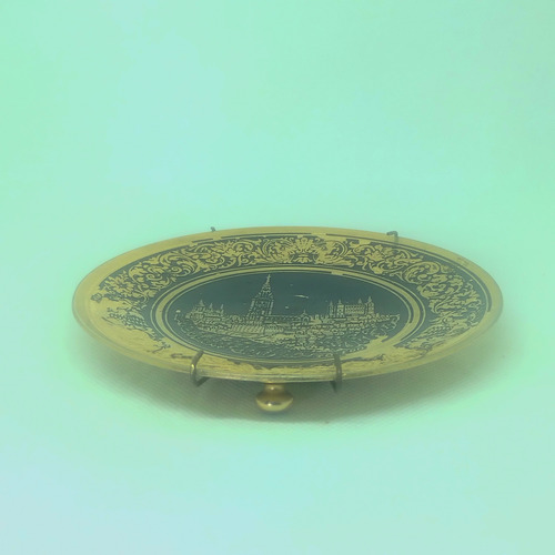 Antiguo Plato Decorativo De Bronce (Usado)