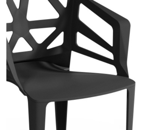 Kit 4 Poltrona Lounge Cadeira Compacta Com Braço P/ Sala De Jantar Alpendre Varanda Sacada Cor Preto Ps Móveis