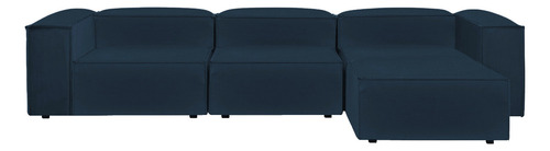 Sala Esquinera Moderna Latt Sillón Modular Terciopel Minimal Color Azul Marino Diseño De La Tela Terciopelo