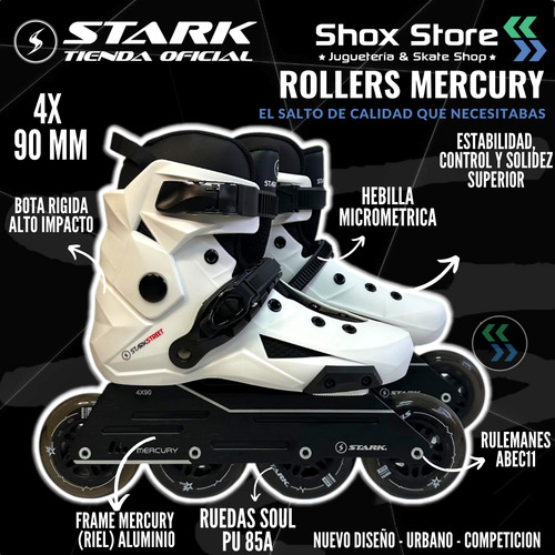 Rollers Stark Mercury 2.0 4 X90mm Bota Rigida Profesional