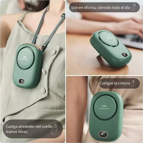 Mini Ventilador De Cuello Portátil Recargable Con Cordón