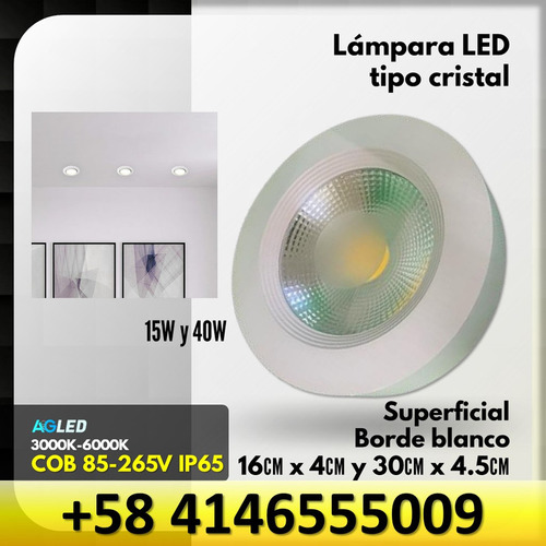 Lamp Led Cob 15w Circ 3k 85-265v Superf Cristal B Bl 16x4cm