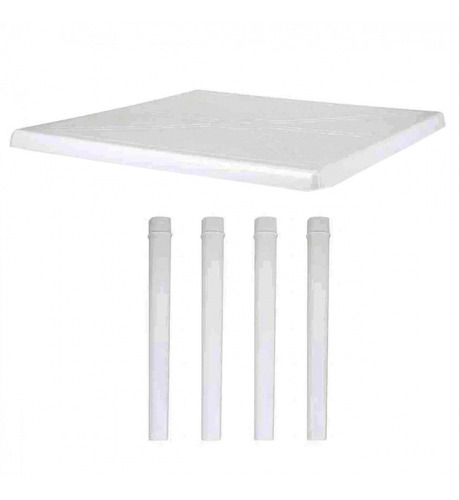 Imagem 5 de 10 de Kit Mesa Plastica Quadrada Desmontável + 4 Banquetas Branca