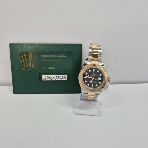 Rolex Yacht-master 40mm Ouro Rosé & Aço Black Dial Completo Dourado/prateado Dourado Preto (Usado)