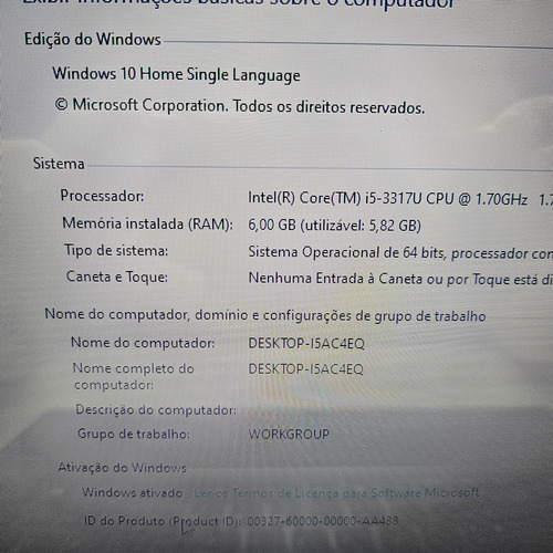 Notebook Acer M5-581t Core I5 6gb 120gb Ssd 15pol 3°geração Prateado (Usado)