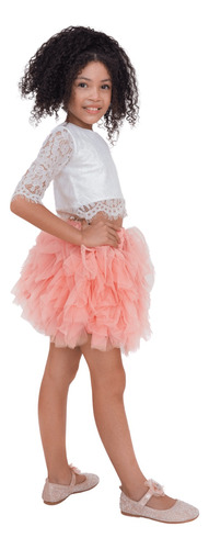 Conjunto Falda Tutú Y Blusa Con Encaje - 2 Piezas
