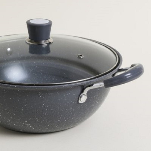 Imagen 3 de 4 de Cacerola Gris Con Asas Granite Tapa De Vidrio 27 Cm