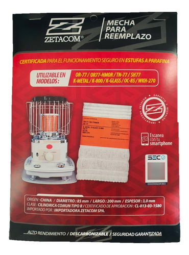 Mecha Estufa Or77 - Hmor 77 - Tn77 85mm Certificada Sec 