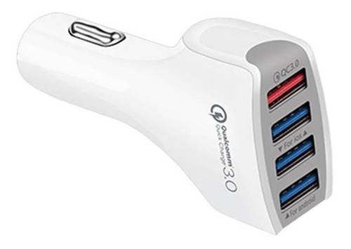 Cargador Para Auto Eficiente, Mxhqc-001, 4 Puertos Usb, 12- Color Blanco