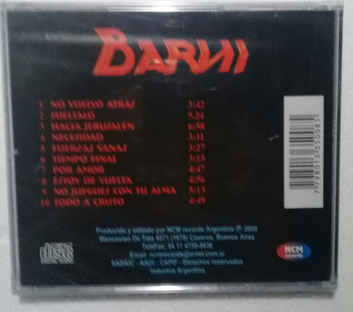 Barni - Tiempo Final - Música Cristiana Cd + Cassettes (Usado)