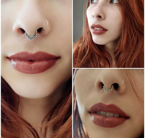 Piercing De Prata 925 Septo Cartilagem Indiano Gota Bolinhas
