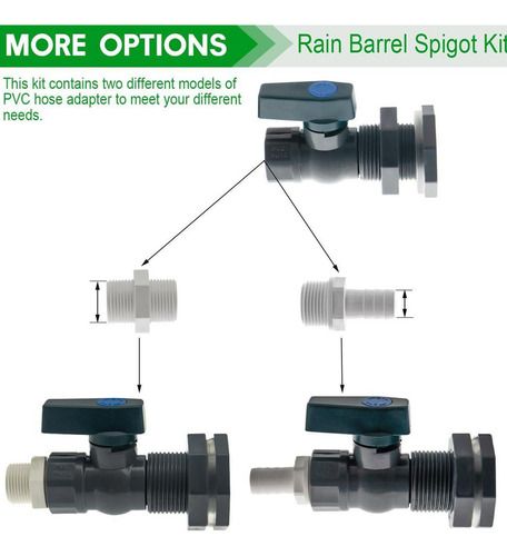 Kit De 2 Grifos Para Barril De Lluvia, Recipiente De Agua De