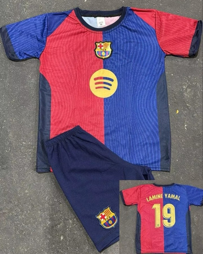 Kit Conjunto Infantil De Time Barcelona Lamine Yamal Barcelona Vermelho 12