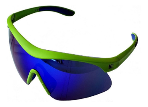 Lentes Gafas Ciclismo New Evolution Espejados- Full Salas Color de la lente Azul Color del armazón Verde