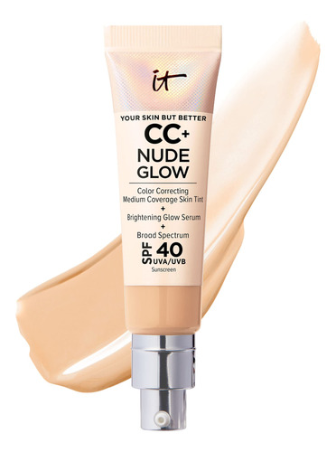 Base Ligera Cc+ Nude Glow + Suero De Brillo Con Factor De P.