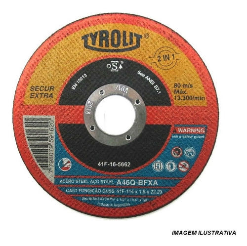 Disco De Corte Premium 4.1/2x1/16x7/8 Tyrolit A46q-bfxa