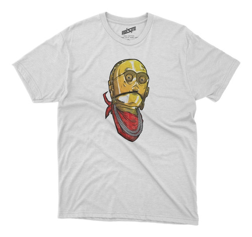 Remera Star Wars C-3po Con Bandana Roja Algodon Blanca