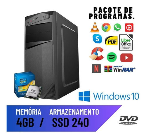 Imagem 1 de 2 de Cpu Computador Star Max Core I3 4gb Ssd 240 Win10 Oen