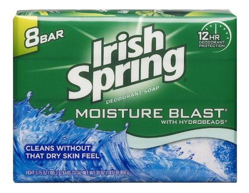 Irish Spring Jabon De Barra Moisture Blast, 8 Unidades