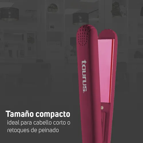 Plancha Mini Taurus Cassandra Recubrimiento Ceramico Color Rosa