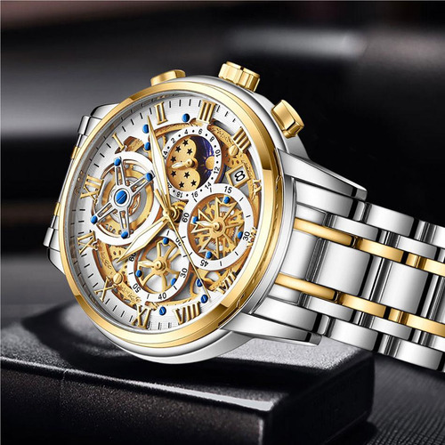 Reloj De Pulsera De Cuarzo Con Fecha De Tres Botones Para Ho