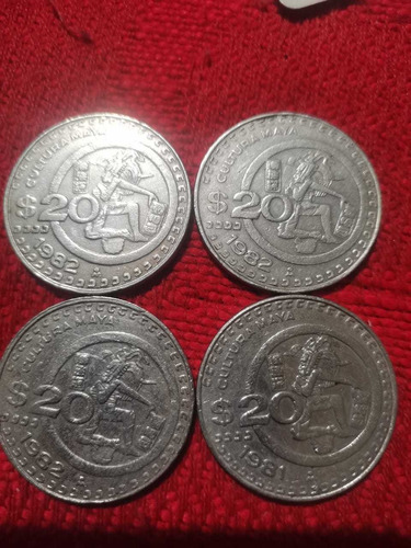 3 Monedas De $20 Pesos Del Año 1982 Y 1 Moneda Del Año 1981