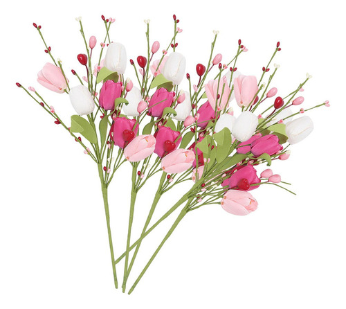 Ts Ramas De Flores De Tulipán Artificiales Con Adornos De