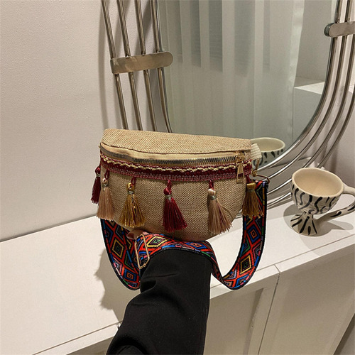 2 Riñonera Bohemia Con Borlas Bolso Bandolera Étnico Para