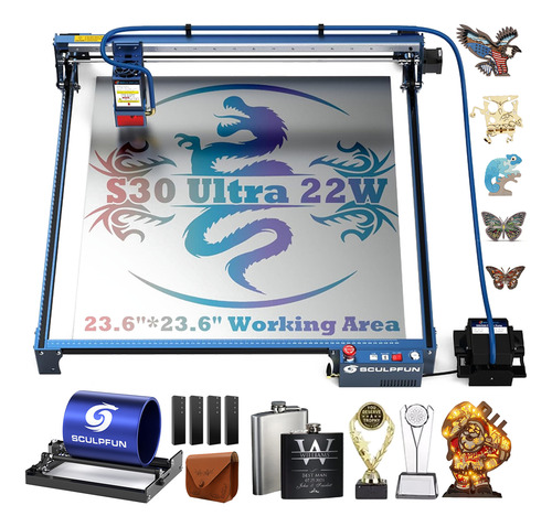 Sculpfun S30 Ultra 22w Grabador Láser Y Kit De Rodillos