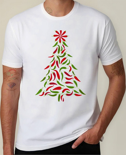 Playera Roja Y Verde Del Árbol De Los Pimientos Del Chile