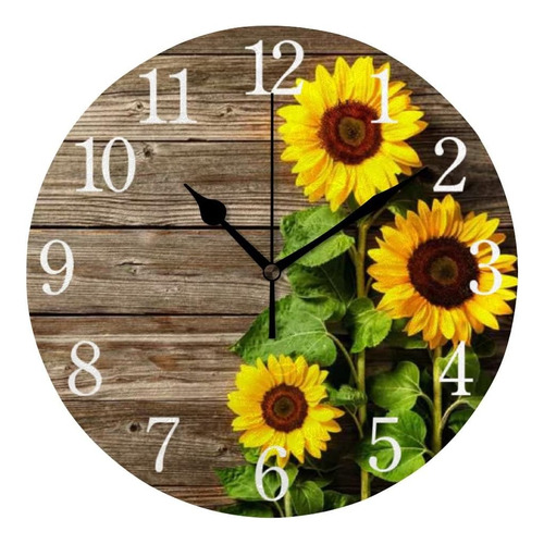 Reloj De Pared De Girasol, Silencioso, Sin Tictac, Funciona 