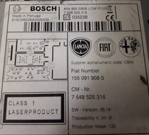 Código De Estéreo Para Alfa Romeo Mito. (Usado)