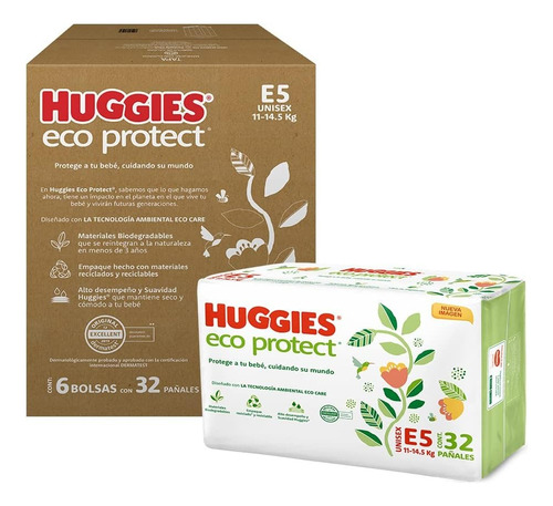 Pañal Desechable Para Bebé, Unisex, Etapa 5 Huggies Eco Prot