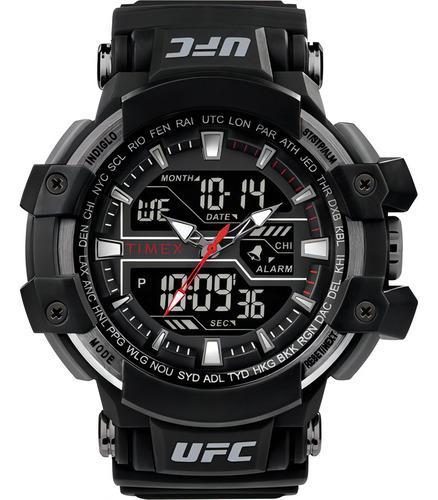 Reloj Timex Ufc Combat Modelo: Tw5m51800 Color De La Correa Negro Color Del Fondo Negro