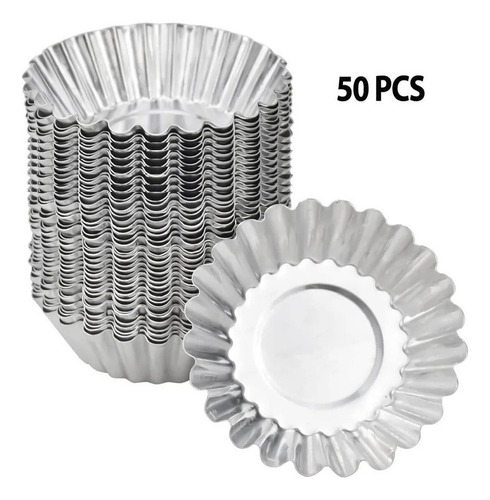 50 Molde Tartaletas Aluminio Reposteria Horno Reutilizablesa